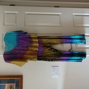 Colorful tie dye embroidered top and pant set.